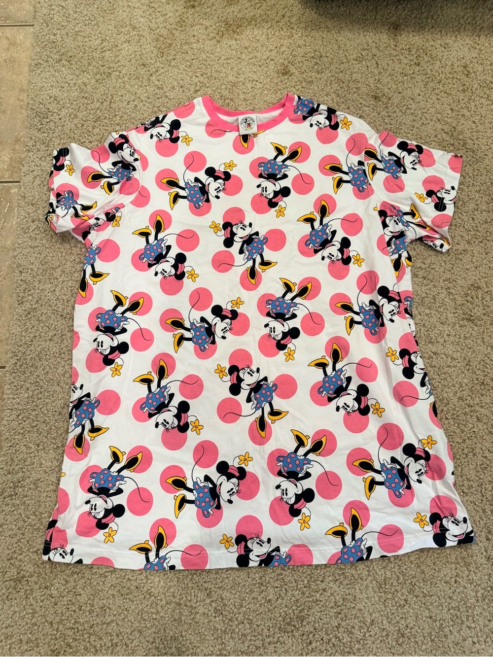 Disney Minnie Mouse Allover Pink & White Graphic T-shirt dress